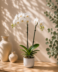 Orchidée Phalaenopsis blanche en cache-pot céramique