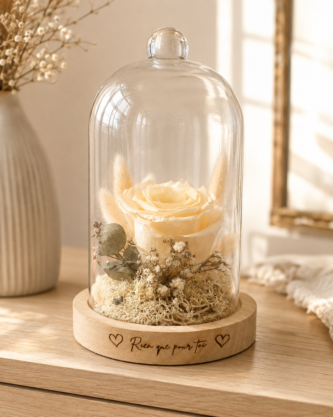 Cloche personnalisée – Rose éternelle artisanale