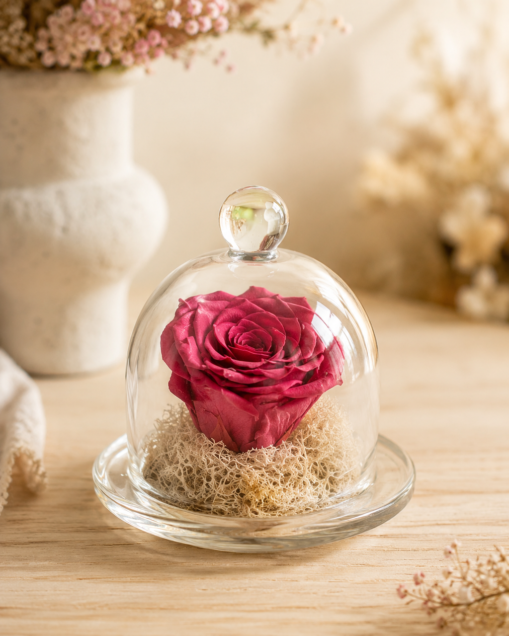 Rose éternelle sous cloche - plusieurs coloris